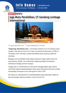 Jaga Mutu Pendidikan, UT Gandeng Lembaga Internasional