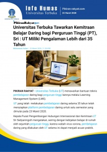 Universitas Terbuka Tawarkan Kemitraan Belajar Caring bagi Perguruan Tinggi, Sri, UT Memiliki Pengalaman Lebih dari 35 Tahun
