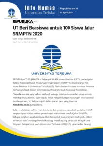 UT Beri Beasiswa Untuk 100 Siswa Jalur SNMPTN